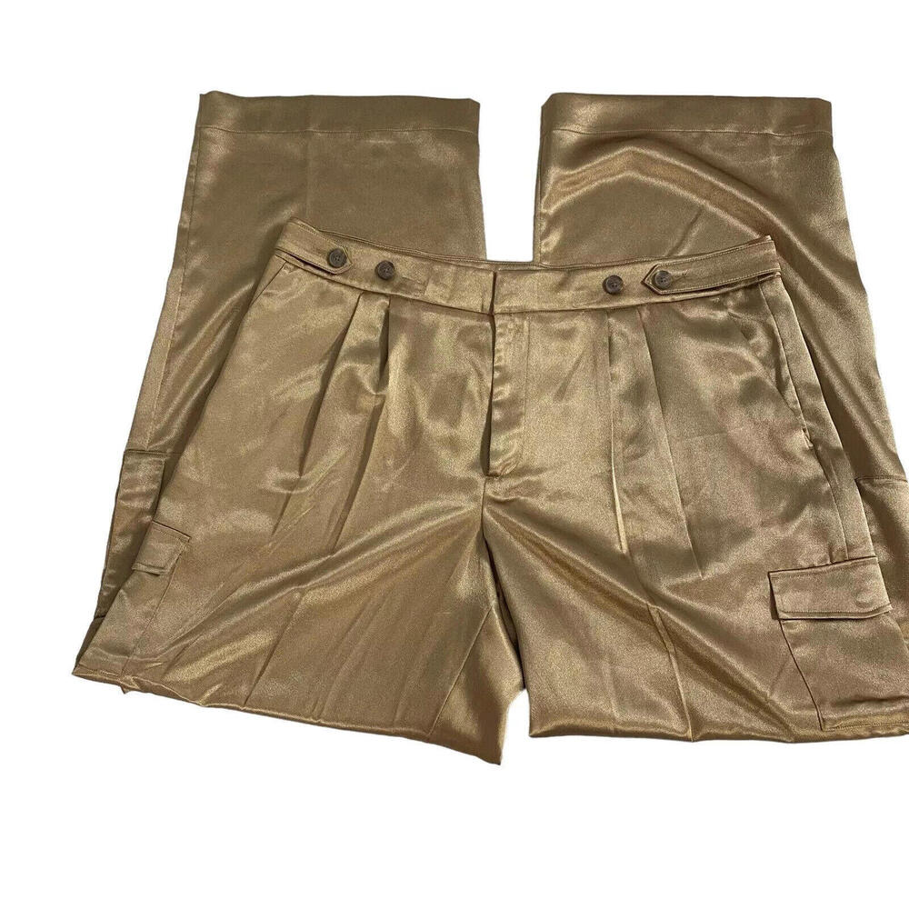 Pants A NEW DAY Gold Satin Cargo Size 16 *NWT* MSRP $32.00